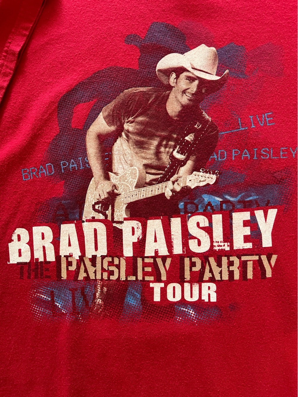 Brad Paisley The Paisley Party Tour Red Graphic Band Tee